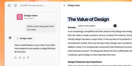 OpenAI تعلن ميزة Canvas لتحسين الكتابة والبرمجة عبر ChatGPT - بوابة فكرة وي