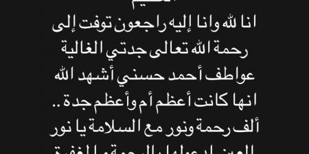 كانت أعظم أم وجدة.. ملك قورة تعلن وفاة جدتها - بوابة فكرة وي