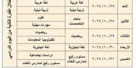 جداول امتحانات شهر أكتوبر للعام الدراسي ٢٠٢٥/٢٠٢٤ محافظة القاهرة - بوابة فكرة وي