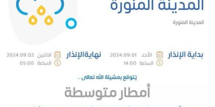 "الأرصاد": أمطار متوسطة على منطقة المدينة المنورة.. غدًا - بوابة فكرة وي