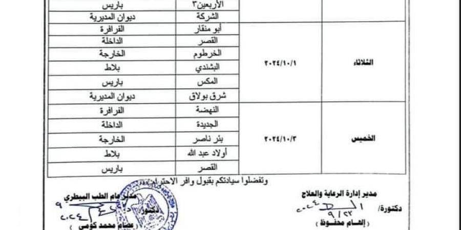 تبدأ اليوم، قوافل بيطرية علاجية ضمن مبادرة "بداية" بالوادي الجديد - بوابة فكرة وي