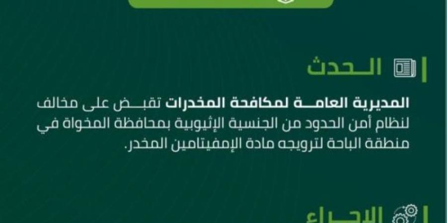 مكافحة المخدرات تقبض على مخالف لنظام أمن الحدود لترويجه مادة الإمفيتامين المخدر - بوابة فكرة وي