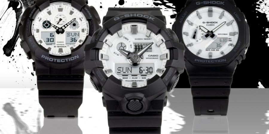 كاسيو تطلق مجموعة G-SHOCK الجديدة باللونين الأبيض والأسود مع مقاومة للصدمات والماء حتى عمق 200 متر - بوابة فكرة وي